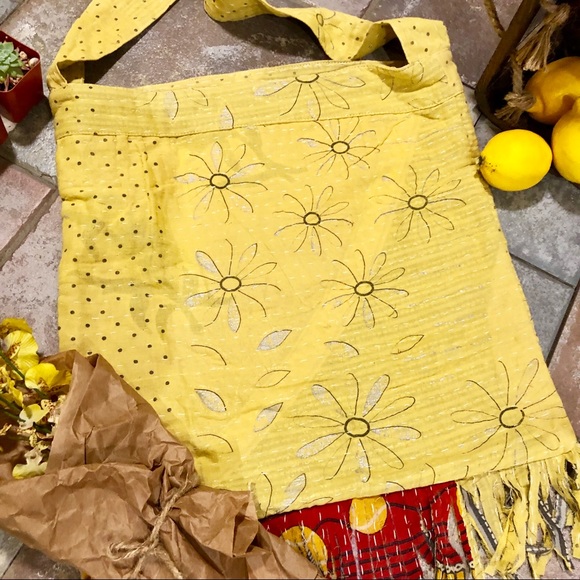 ✨HANDMADE  SARI KANTHA CROSSBODY MARKET BAG✨ - Picture 4 of 7